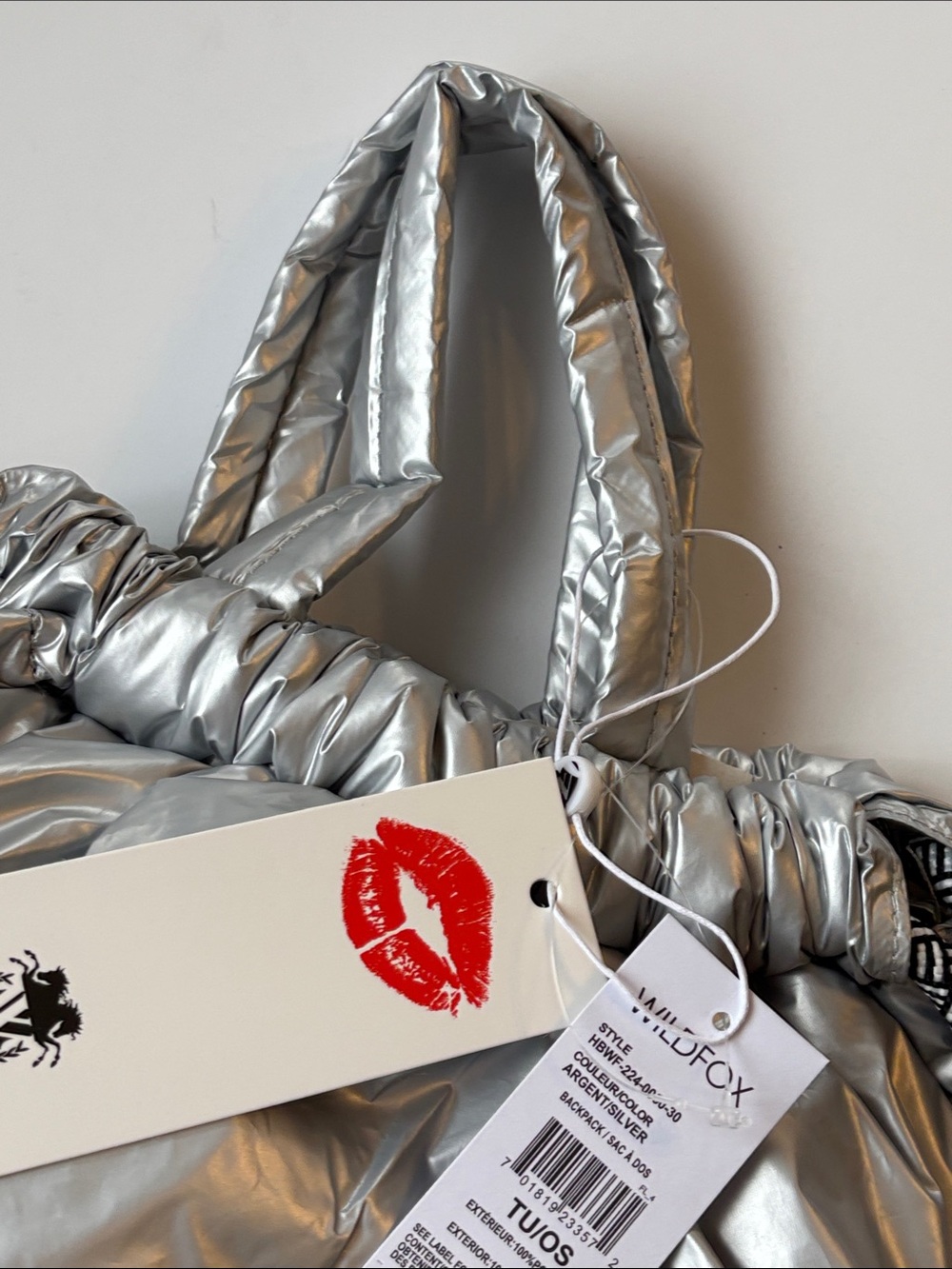 Wildfox Silver Puffer Drawstring Backpack - Picture 9 of 15
